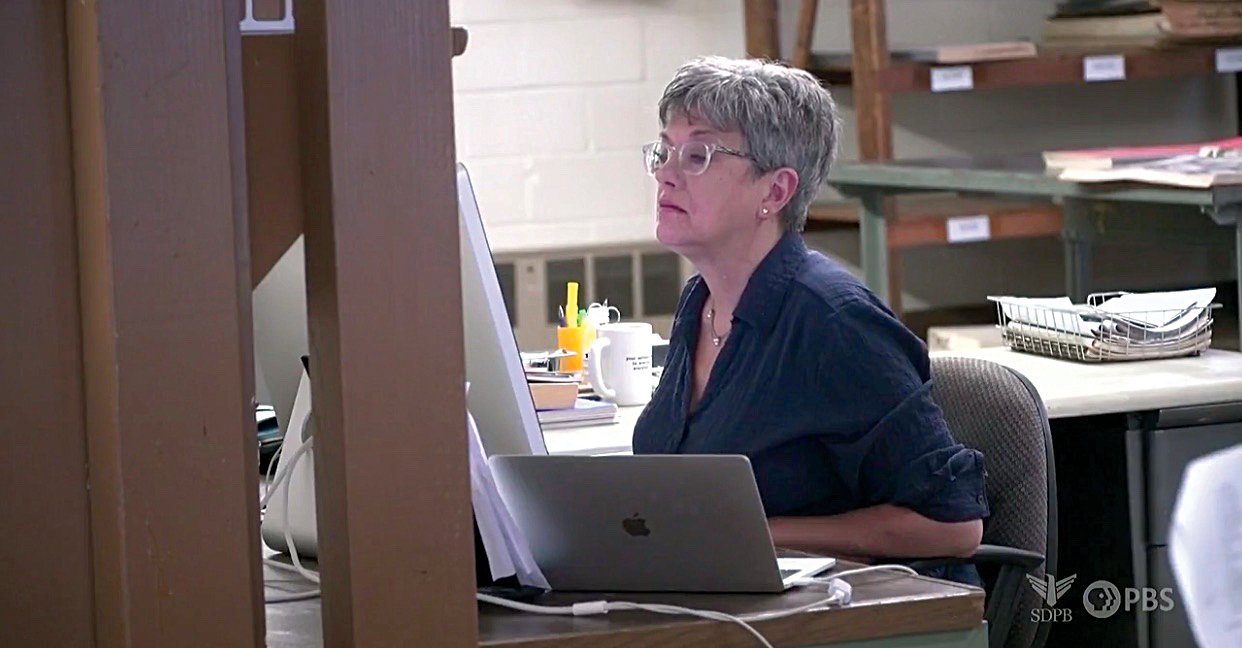 Writer Donna Palmlund works to beat a Tuesday news deadline in an episode of Dakota Life.