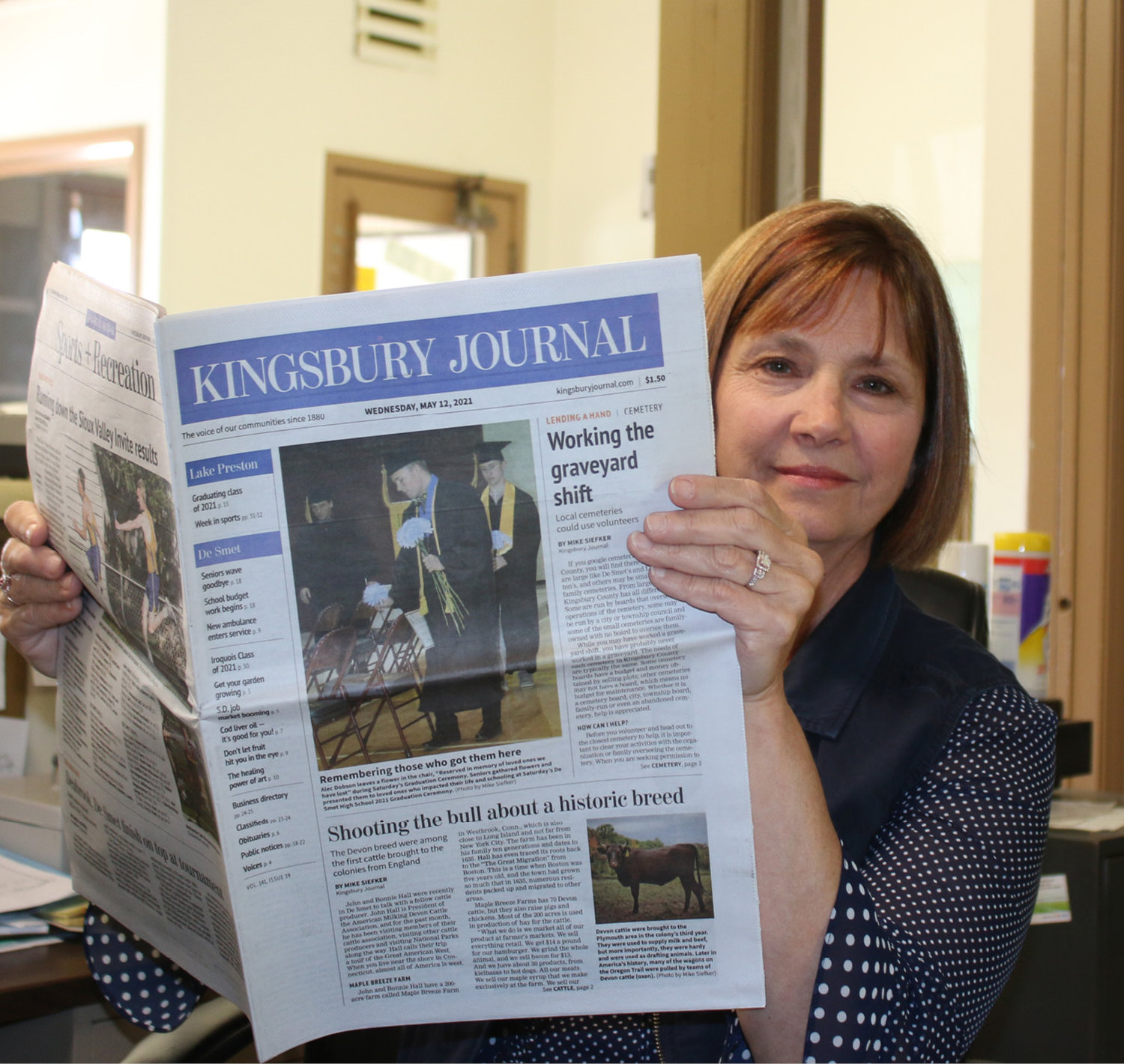 Penny Warne volunteers seven to fifteen hours a week as the Kingsbury Journal’s Copy Editor. She has volunteered since the newspaper first started May 20, 2020. Warne is a retired schoolteacher, and that makes the job a great fit for her and the Journal.