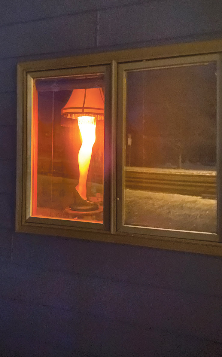 A replica of the leg lamp made famous in the 1983 movie “A Christmas Story” can be seen by passersby on Highway 14 in the front window of Mark Hojer’s residence.