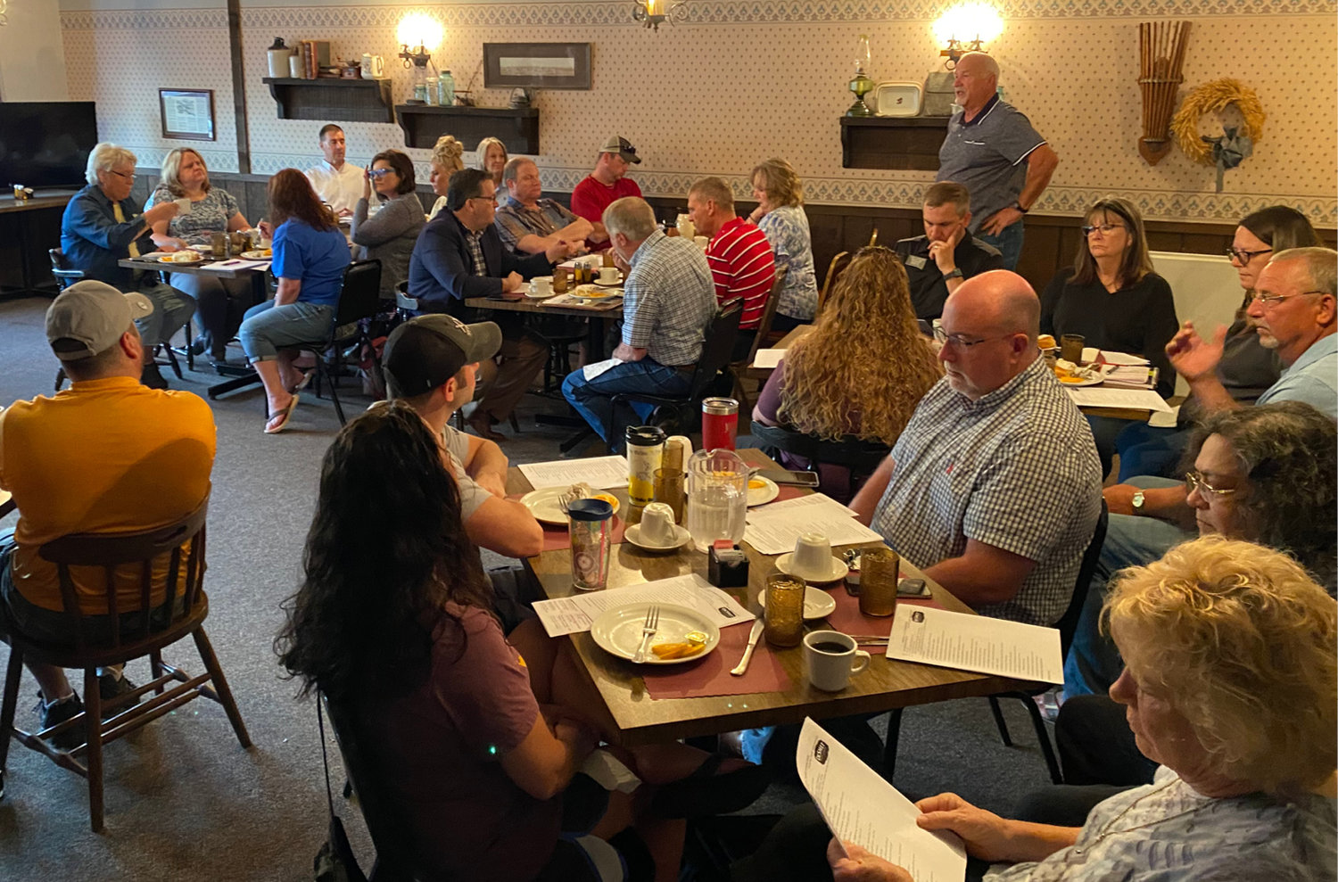 A crowd of over forty people gathered to hear what was going in and around the town of De Smet — many of whom gave updates about what was going on in their business or organization.